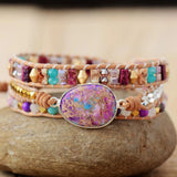 Romantic Leather Wrap Bracelets Natural Stone Multilayers Strand Bracelet