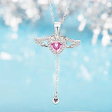 Romantic S925 Sterling Silver Cupid Heart Angel Necklace