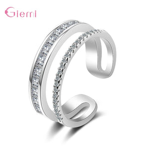 Sweet 925 Silver Finger Rings Wedding Engagement Party Jewelry Adjustable