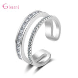Sweet 925 Silver Finger Rings Wedding Engagement Party Jewelry Adjustable