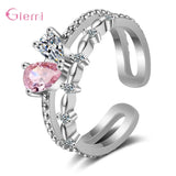 Sweet 925 Silver Finger Rings Wedding Engagement Party Jewelry Adjustable