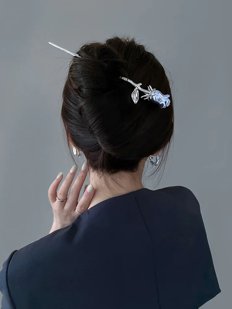Colorful Rose Flower Hair Sticks Hairpins for Women