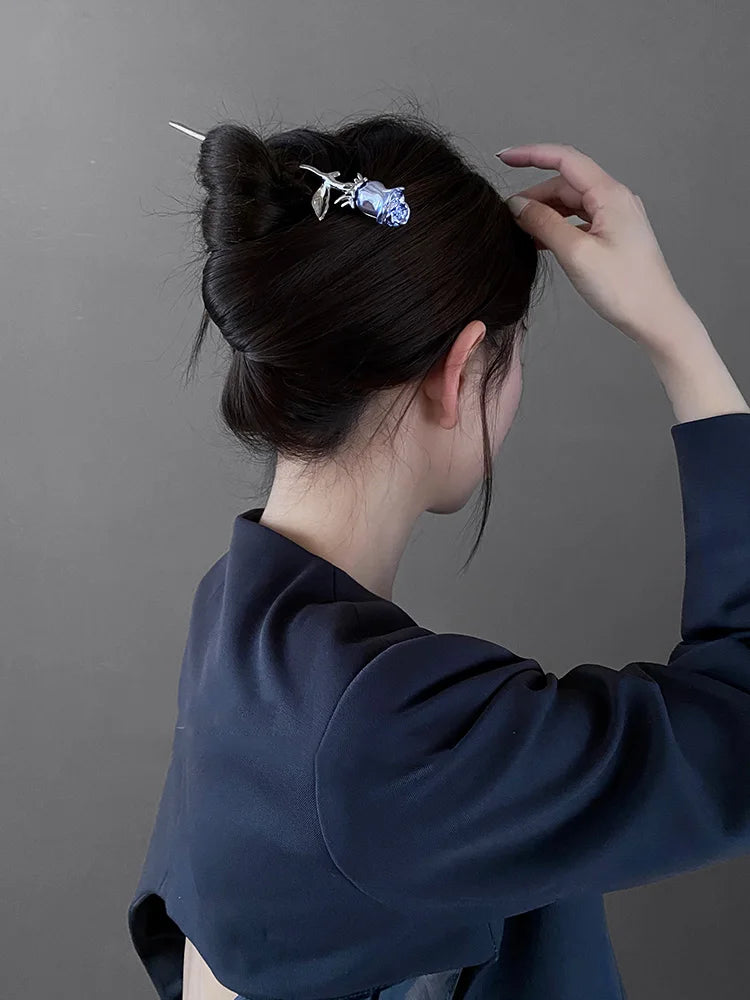 Colorful Rose Flower Hair Sticks Hairpins for Women