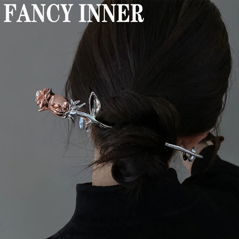 Colorful Rose Flower Hair Sticks Hairpins for Women
