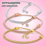 Rose 925 Silver Adjustable Bracelets Party Anniversary Bangle For Women