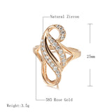 Rose Butterfly Zircons Rings for Women Protect Plating 585 Hollow Curve Rings