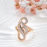 Rose Butterfly Zircons Rings for Women Protect Plating 585 Hollow Curve Rings