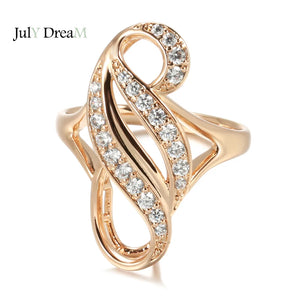Rose Butterfly Zircons Rings for Women Protect Plating 585 Hollow Curve Rings