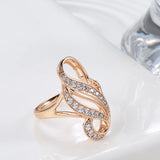 Rose Butterfly Zircons Rings for Women Protect Plating 585 Hollow Curve Rings