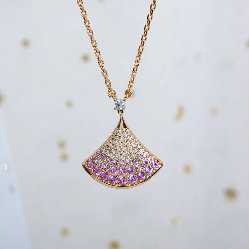 Rose Gradual Pink Skirt Necklace Women's Party Birthday Gift