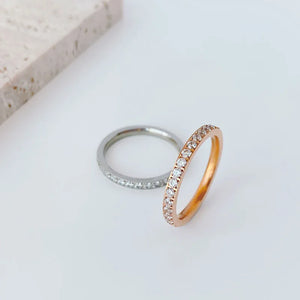 Full Crystal Wedding Ring for Women Cubic Zirconia Stainless Steel Jewelry