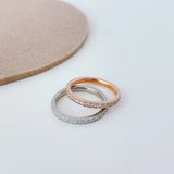 Full Crystal Wedding Ring for Women Cubic Zirconia Stainless Steel Jewelry