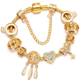 Rose DIY Charm Bracelet Love Heart Pendant Beads Bracelets Women Lover Jewelry