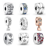 925 Silver Family Always Pav? Clip Charms for Bracelet Making Jewelry