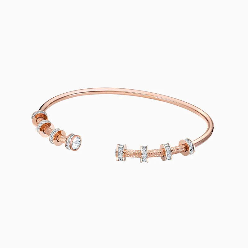 Rose Inlaid Crystal Open Bracelet Classic Style Gift