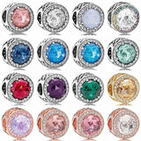 Rose Multicolor Radiant Hearts Crystal Charm 925 Silver Fit Bracelet