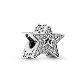 Rose Pink Heart Pave Star Christmas Round Clip Paw Beads