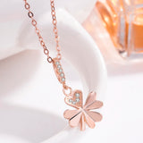 Rose Star Pendant Necklace 925 Sterling Silver Chocker Lady