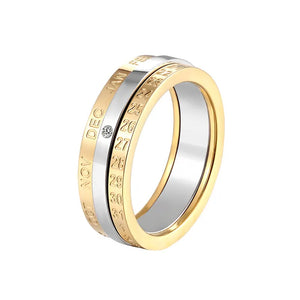 Rotatable Crystal Ring Stainless Steel & Silver Wedding Jewelry