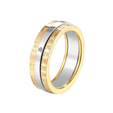 Rotatable Crystal Ring Stainless Steel & Silver Wedding Jewelry