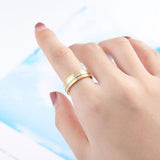 Rotatable Crystal Ring Stainless Steel & Silver Wedding Jewelry