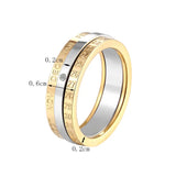 Rotatable Crystal Ring Stainless Steel & Silver Wedding Jewelry