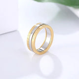 Rotatable Crystal Ring Stainless Steel & Silver Wedding Jewelry