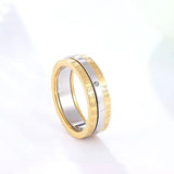 Rotatable Crystal Ring Stainless Steel & Silver Wedding Jewelry