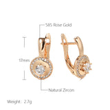 Round Clip Earrings 585 Rose Glossy Hollow Claw Inlay Tiny Zircon
