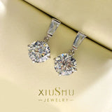 Round Diamond Earrings Sterling Silver Inlaid Earrings Retro Style