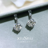 Round Diamond Earrings Sterling Silver Inlaid Earrings Retro Style