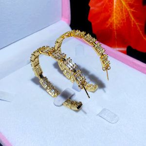 Geometric CZ Hoop Earrings for Women - Statement Jewelry