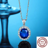 Royal High Carbon Diamond Pendant Necklace S925 Sterling Silver Retro Light