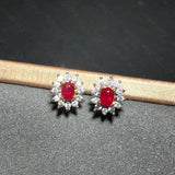 925 Silver Ruby Stud Earrings Lady Studs Simple Fresh
