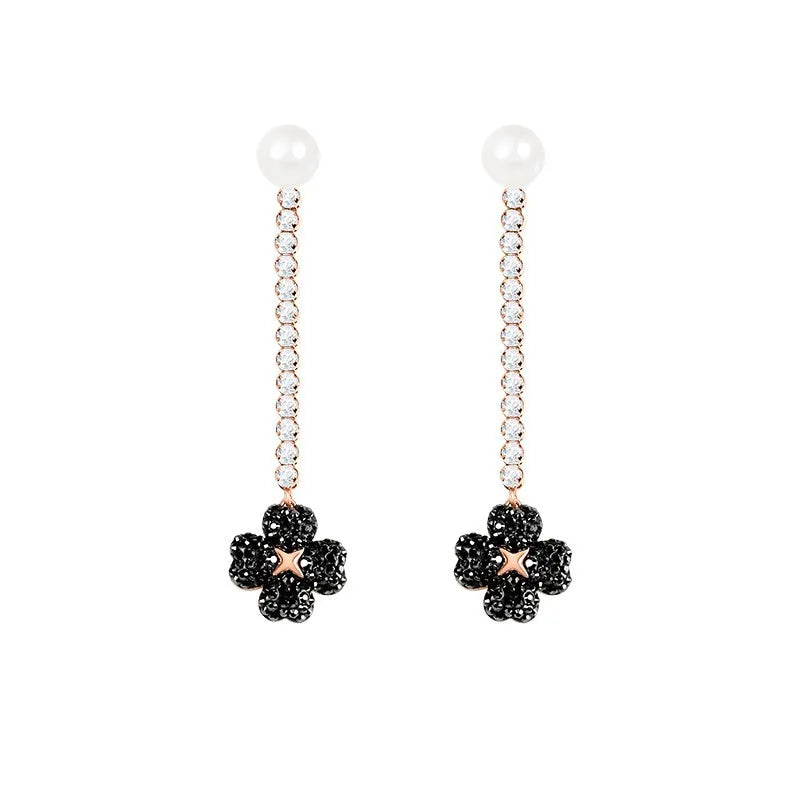 Flower Tassel Pearl Earrings Women's Fresh Ear Line Girl Gift