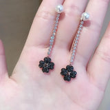Flower Tassel Pearl Earrings Women's Fresh Ear Line Girl Gift