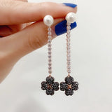 Flower Tassel Pearl Earrings Women's Fresh Ear Line Girl Gift