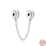 S925 Silver Safety Chain Clip Bead Stone Bracelet DIY Jewelry