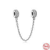 S925 Silver Safety Chain Clip Bead Stone Bracelet DIY Jewelry