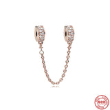 S925 Silver Safety Chain Clip Bead Stone Bracelet DIY Jewelry