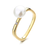 S925 Silver Square Zircon Ring Women Wedding Gift Charm Pearl Ring