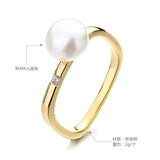 S925 Silver Square Zircon Ring Women Wedding Gift Charm Pearl Ring