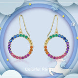 S925 Silver Female Ring Colorful Zircon Earrings