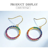 S925 Silver Female Ring Colorful Zircon Earrings