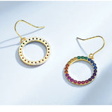 S925 Silver Female Ring Colorful Zircon Earrings