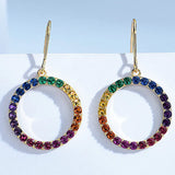 S925 Silver Female Ring Colorful Zircon Earrings