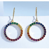 S925 Silver Female Ring Colorful Zircon Earrings