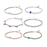 S925 Silver Diamond Heart Pink Sapphire Tennis Thin Bracelet