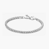 S925 Silver Diamond Heart Pink Sapphire Tennis Thin Bracelet