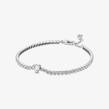 S925 Silver Diamond Heart Pink Sapphire Tennis Thin Bracelet